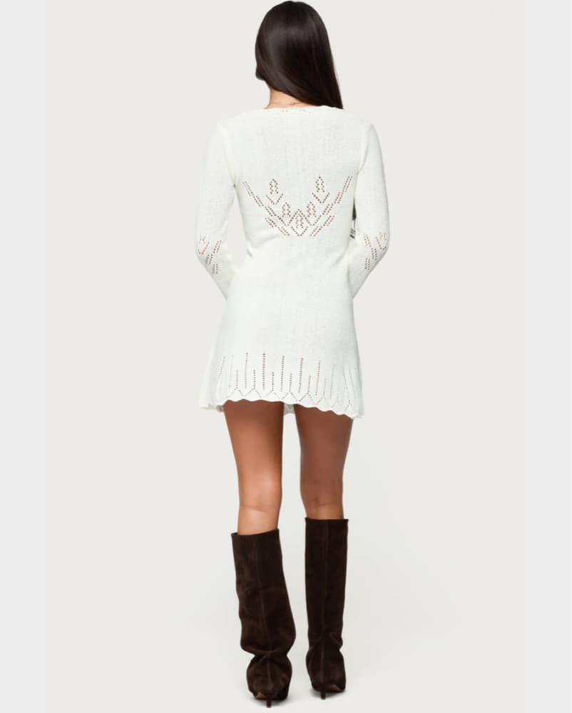 Shaia Pointelle Knit Mini Dress - Image 3