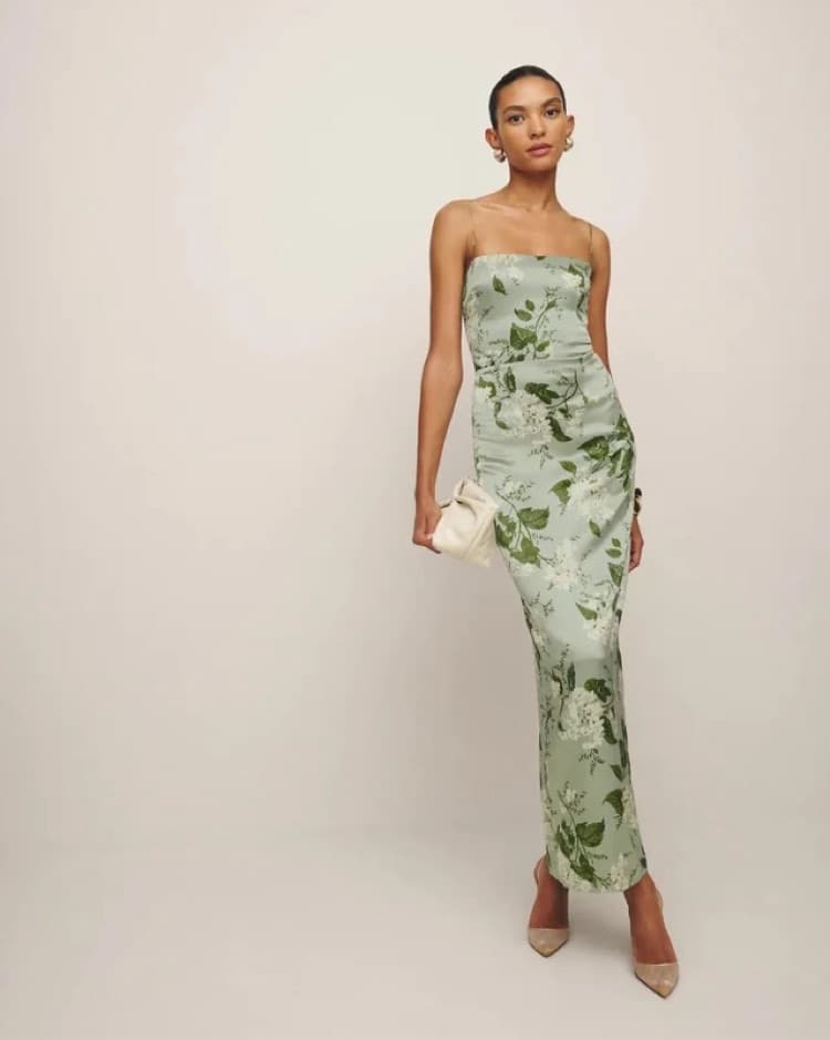 Reformation Frankie Green Floral Dress - Image 2