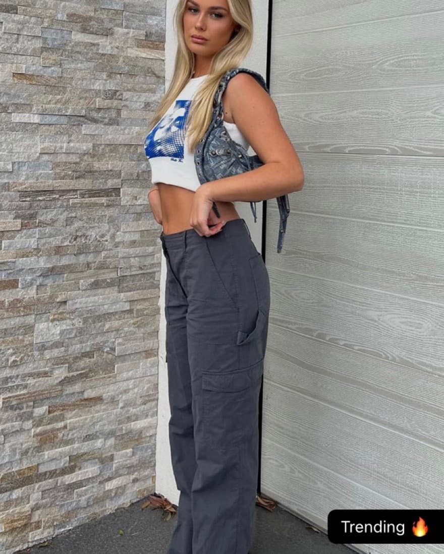 White Fox Charcoal Cargo Pants  - Image 1