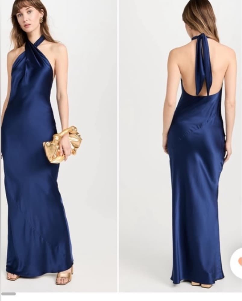 Amanda Uprichard Navy Blue Halter Dress - Image 4