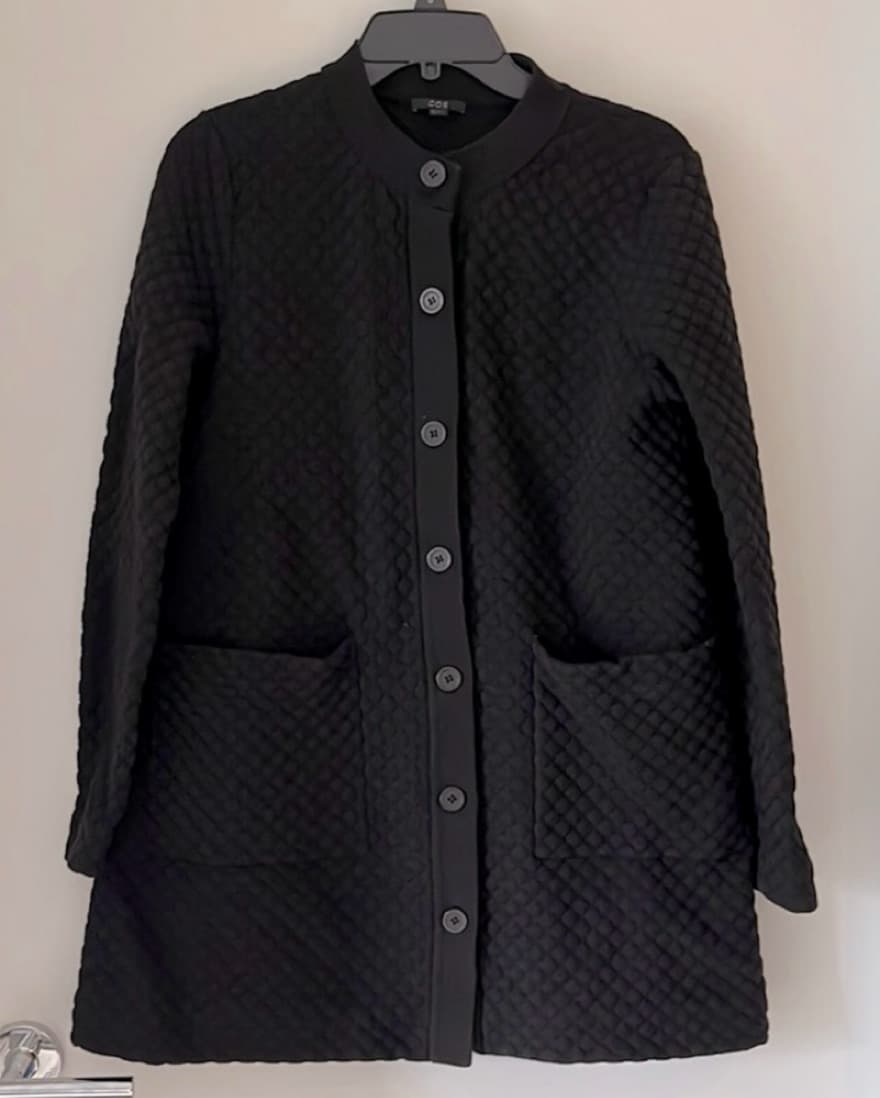 COS Textured Long Cardigan Black Medium - Image 2