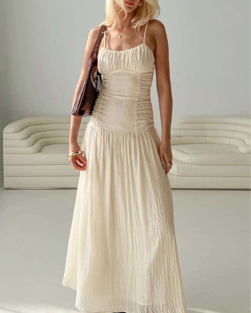 Cream Drop Waist Dress   - Image 4