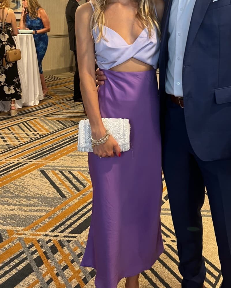 Purple colorblock satin dress  - Image 2
