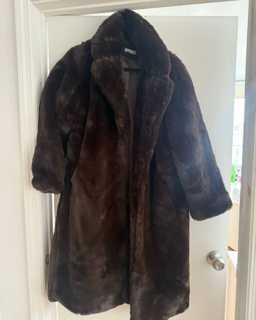Apparis Dark Brown Faux Fur Jacket - Image 2