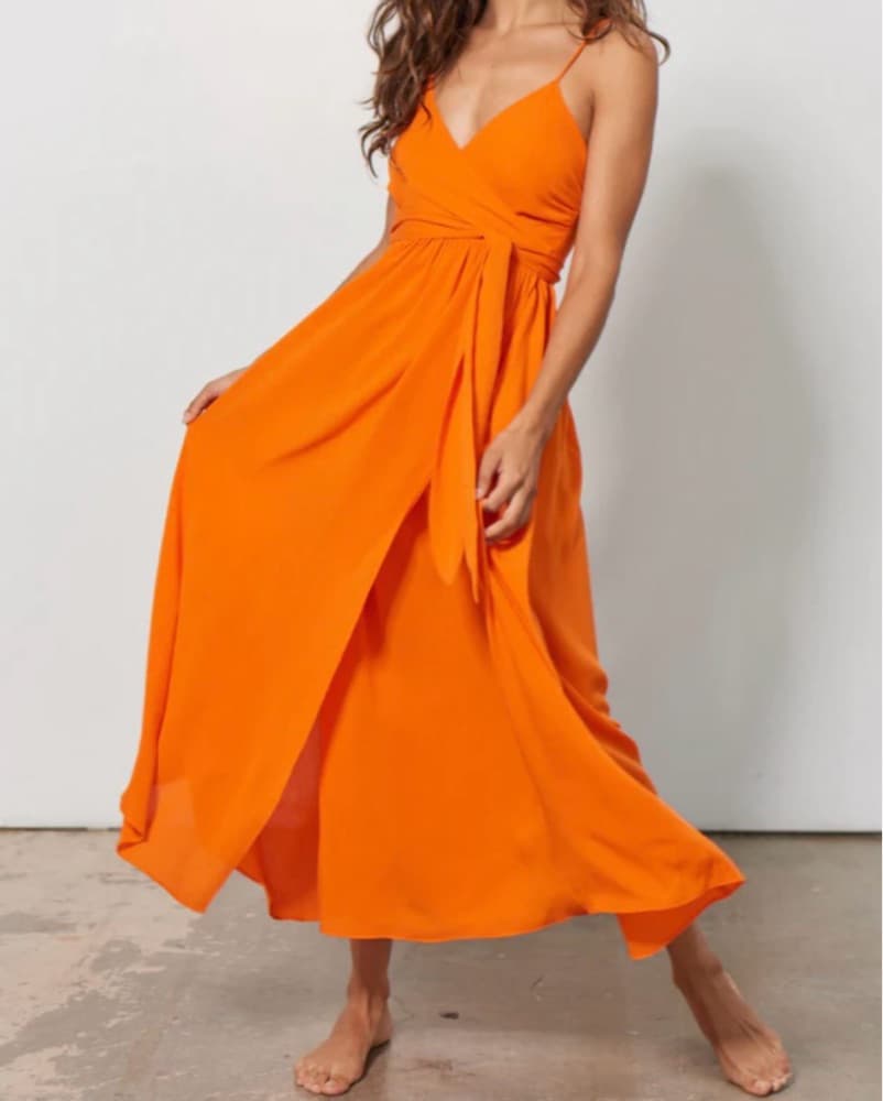 Vibrant Orange Midi Dress - Image 1