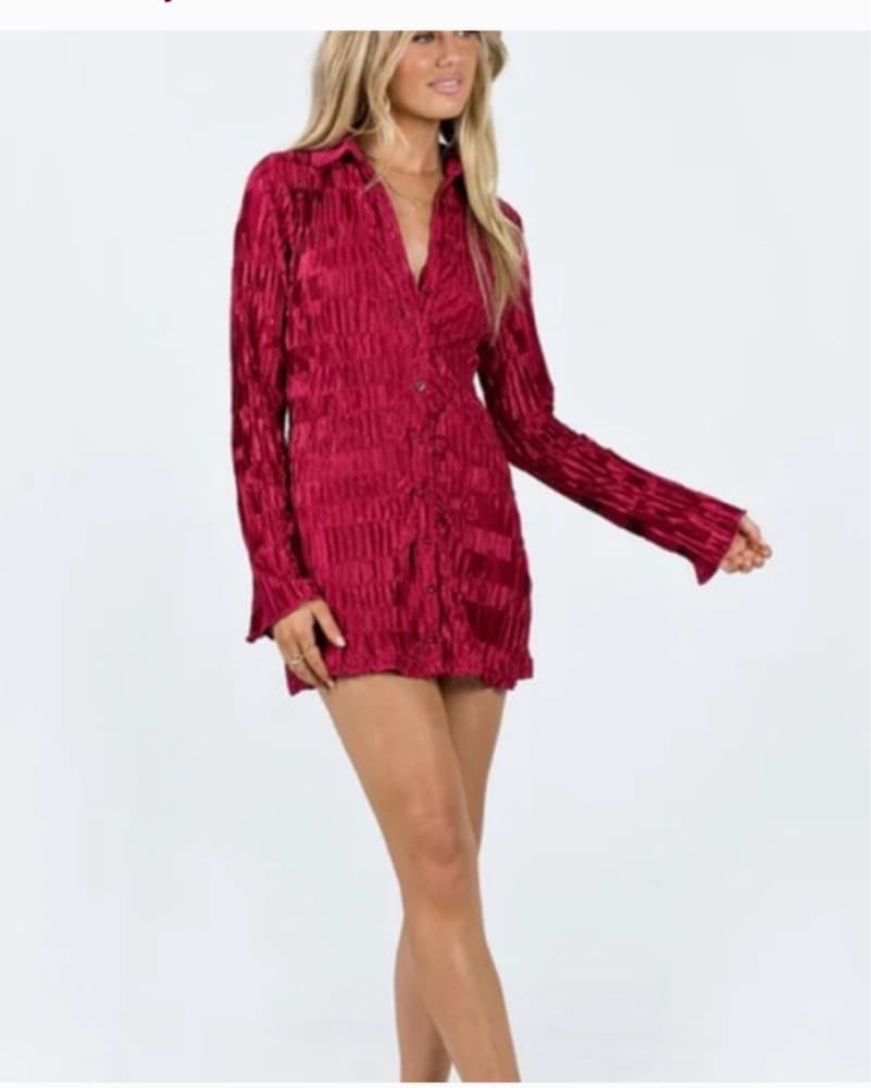 Princess Poly Maroon Button Down Dress - Image 2