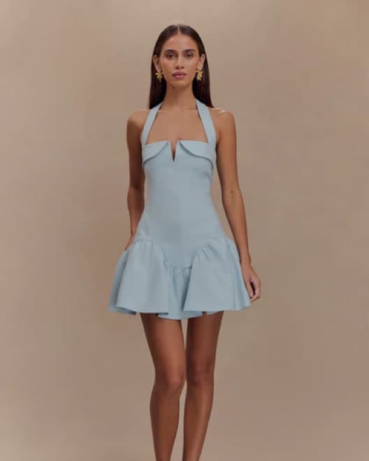 Elegant Pastel Blue Mini Dress - Image 1