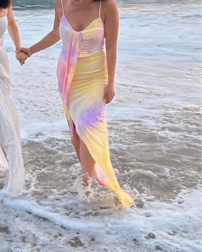 Summer Pastel Watercolor Print Dress - Image 1