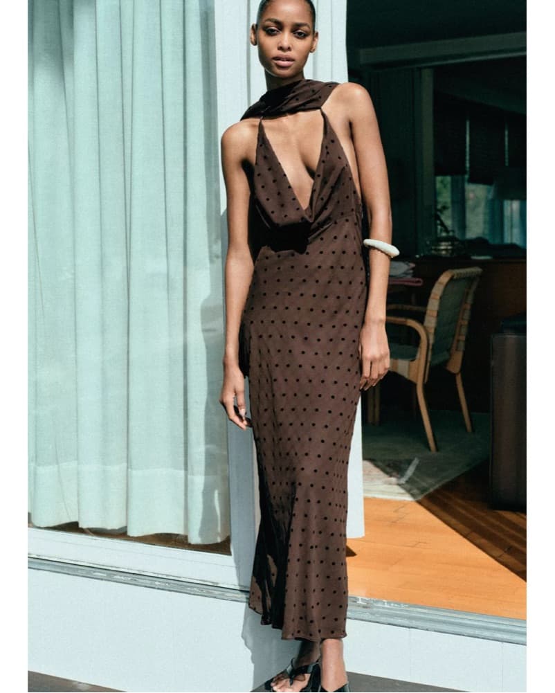 Zara Polka Dot Scarf Dress - Image 1