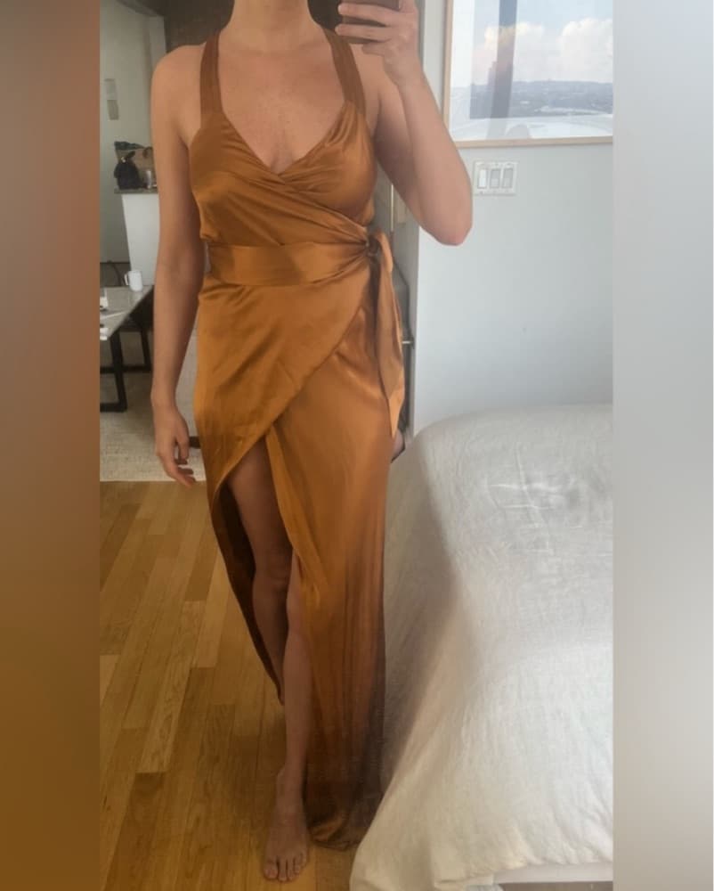 Michelle Mason Cross Back Wrap Gown in C - Image 5
