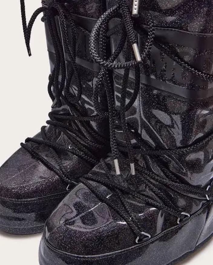 Moon Boots Icon Black Glitter Sz 9-10.5 - Image 5
