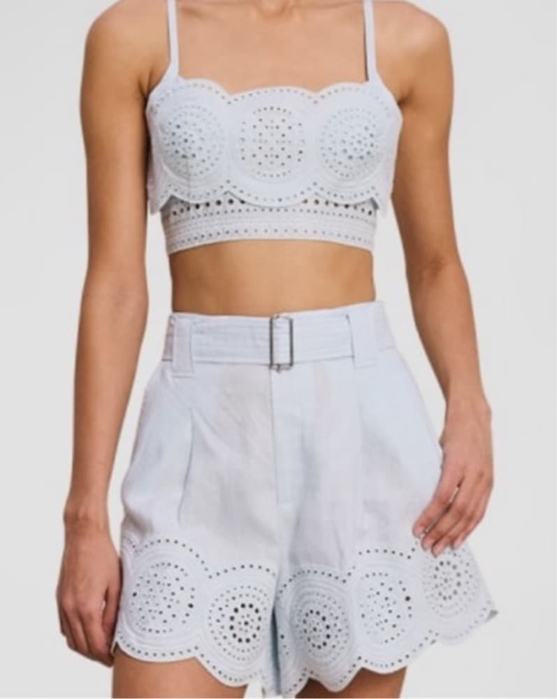A.L.C Eyelet Baby Blue Cropped Top - Image 1