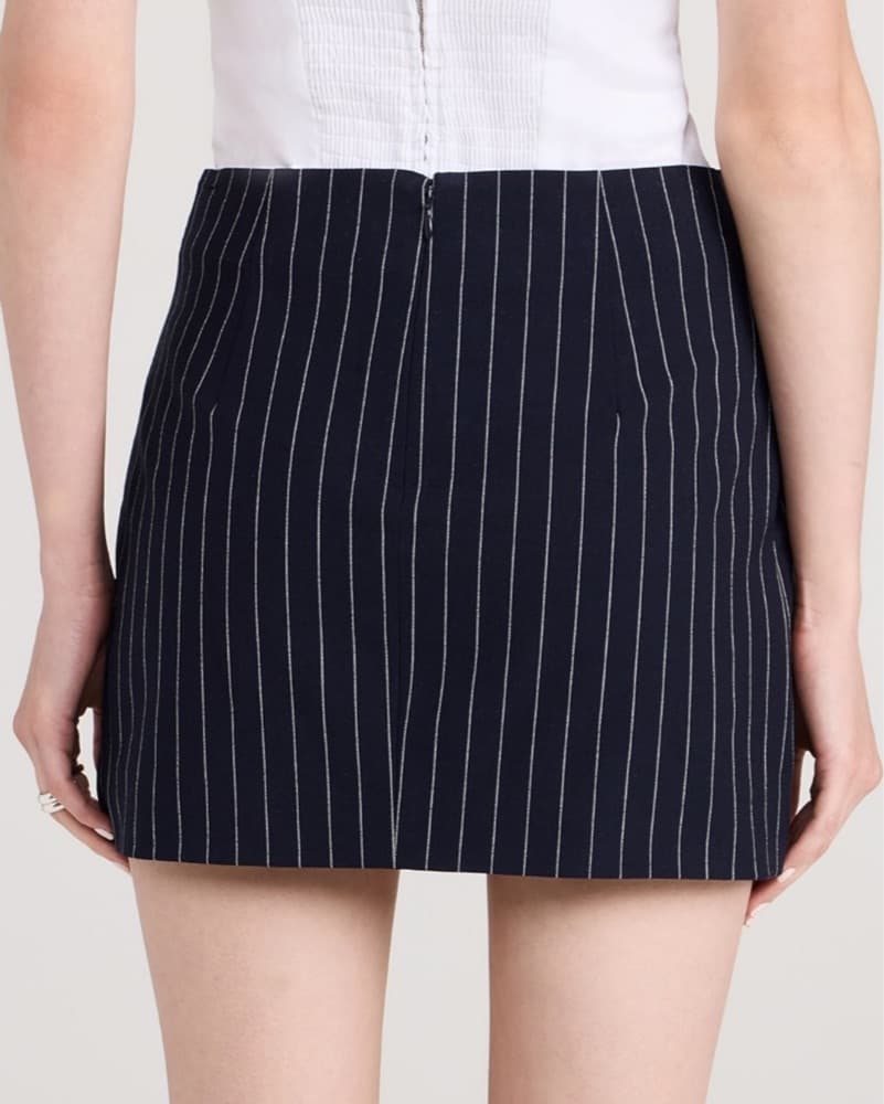 Staud Annette Navy pinstripe skirt - Image 3
