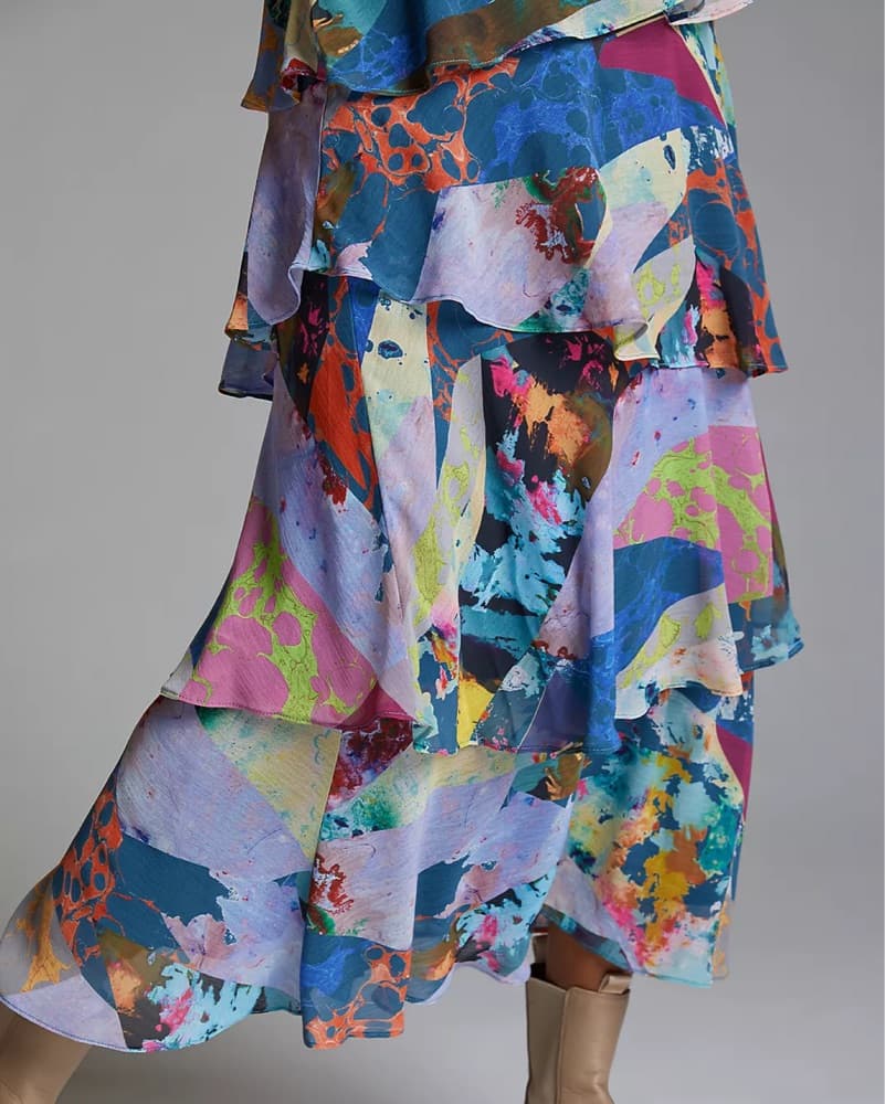 Anthropologie Abstract Teired Maxi Skirt - Image 4