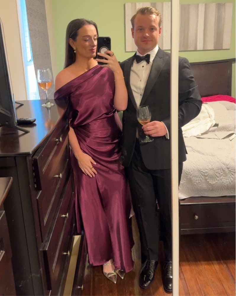 Plum Silk One Shoulder Gown - Image 6