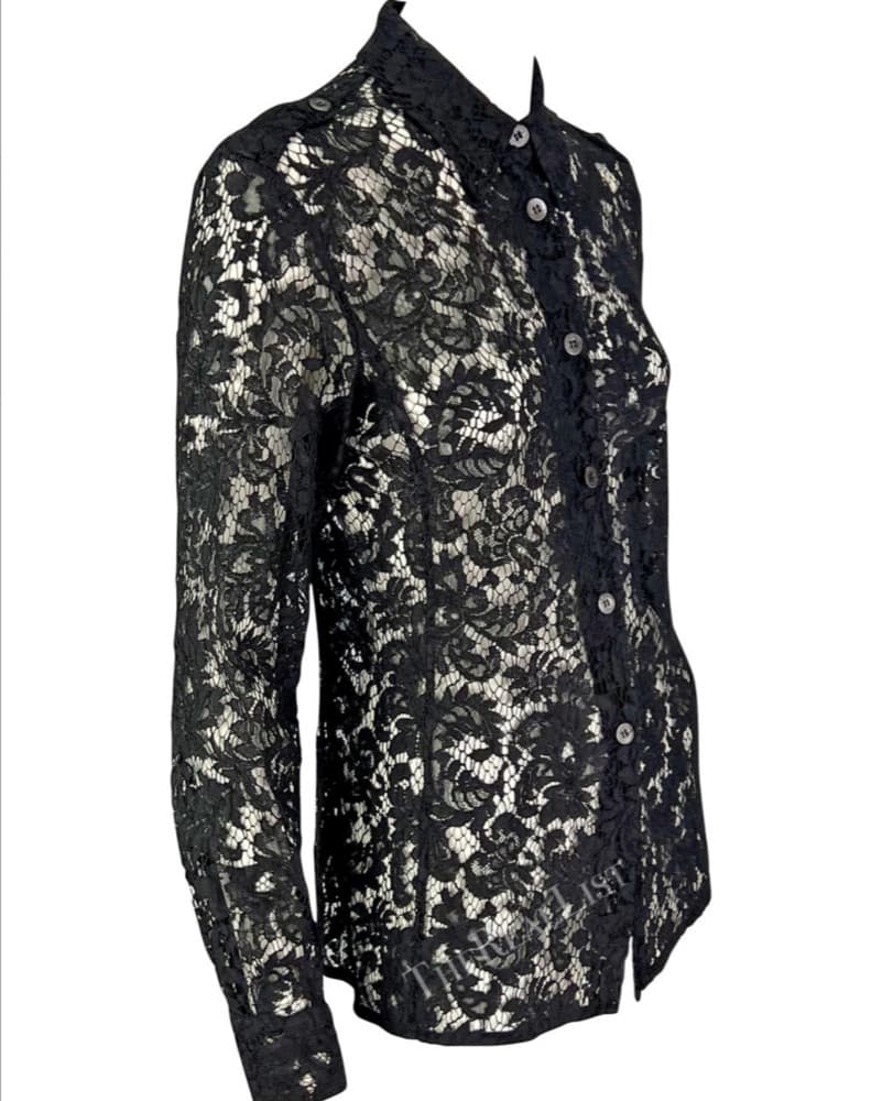 Gucci by Tom Ford Black Lace Button Up  - Image 2