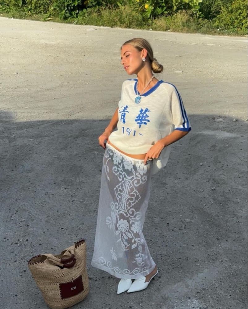 With Jean Lace Skirt  - Image 1