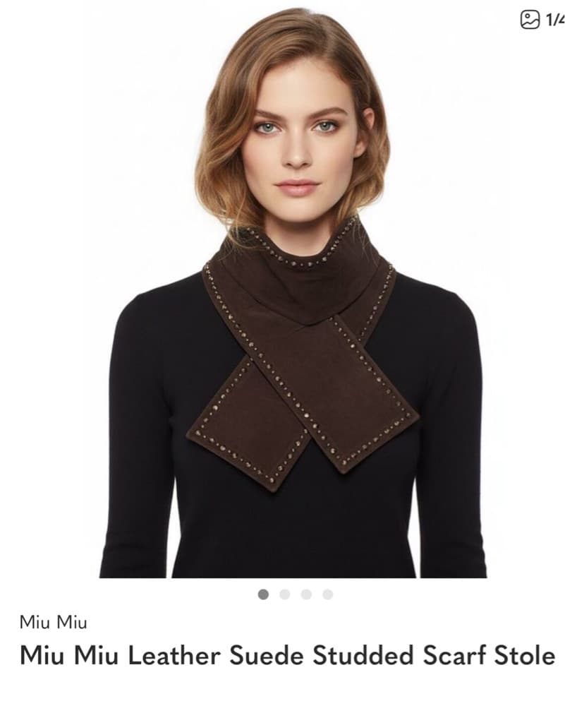 Miu Miu Leather Studded Scarf - Image 1