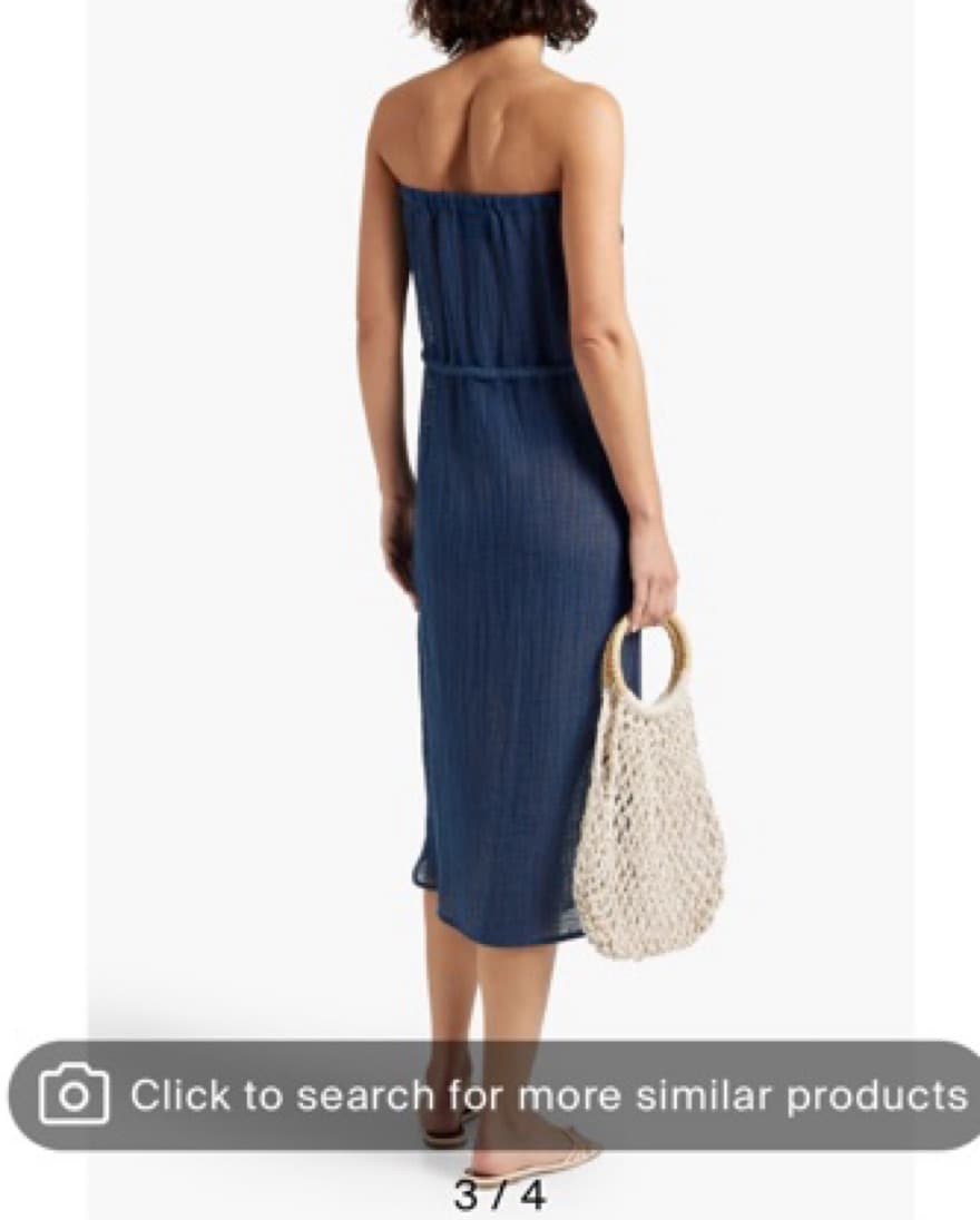 Lisa Marie Fernandez Navy Strapless Gauze Dress - Image 3