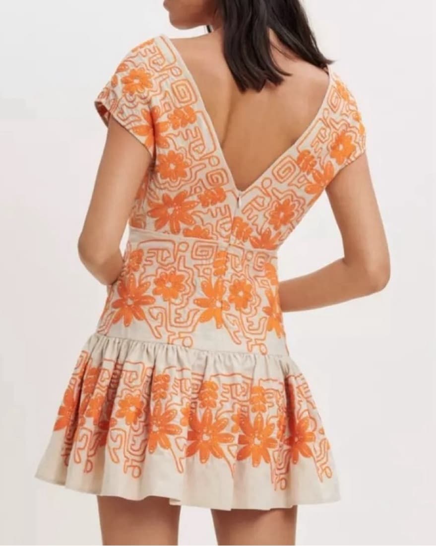 Maje Orange Embroirdered Dress - Image 5