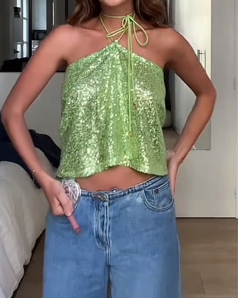 Green Sequin Skirt / Top - Image 1