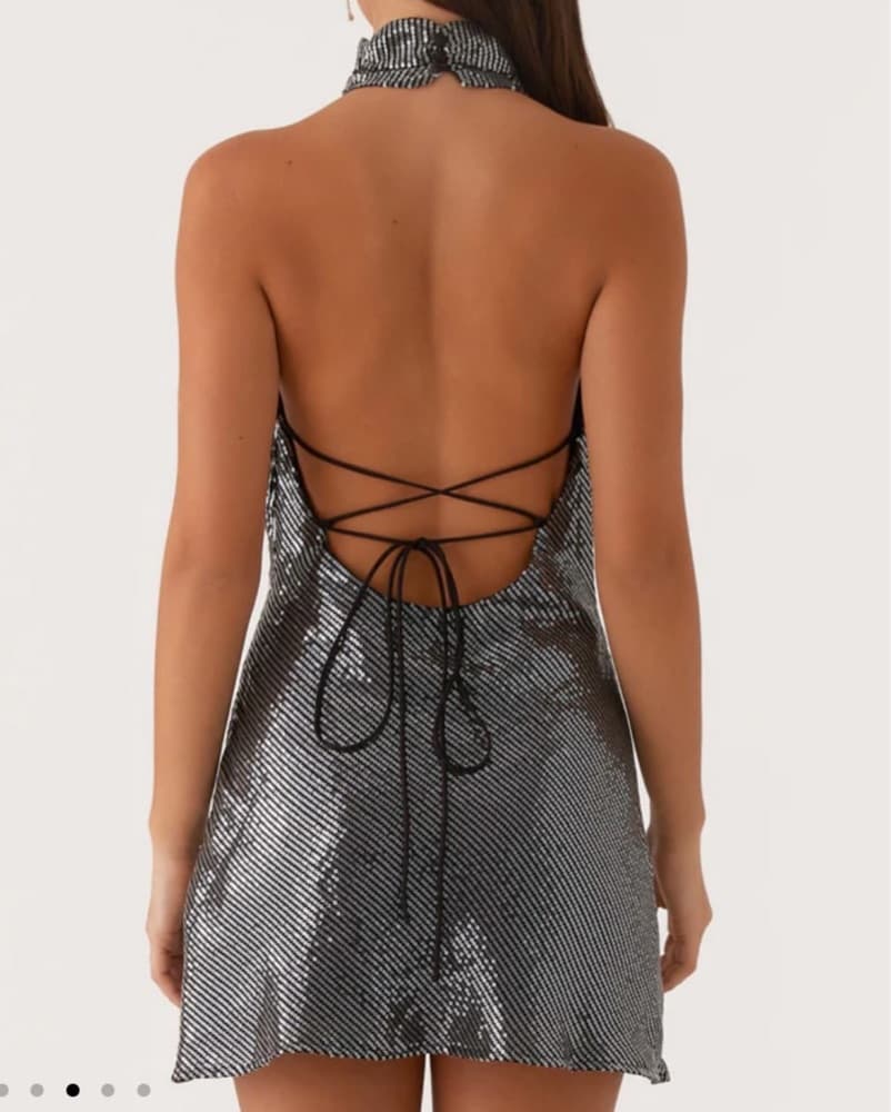 Sparkling Sequin Halter Dress - Image 2