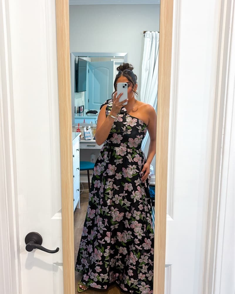 Floral Black Tie Gown  - Image 2