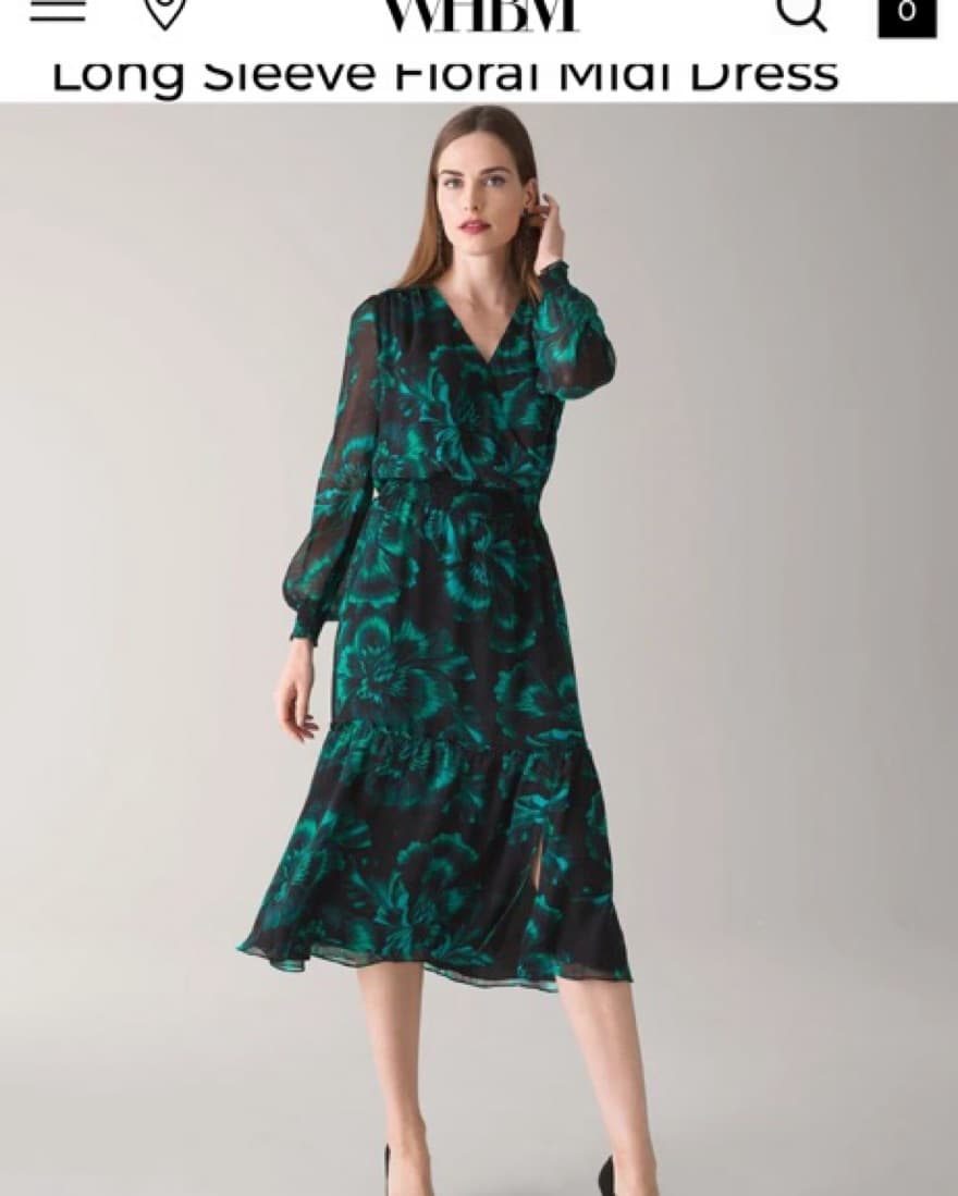 WHBM Long Sleeve Floral Midi Dress - Image 2