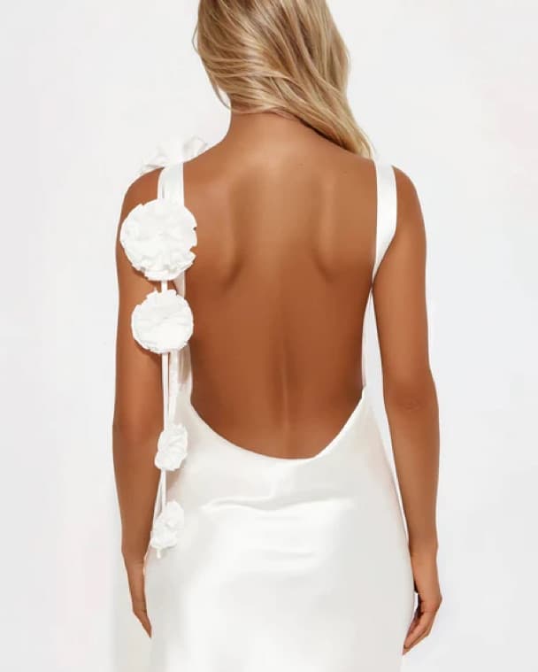 Elegant White Ruffle Dress - Image 2