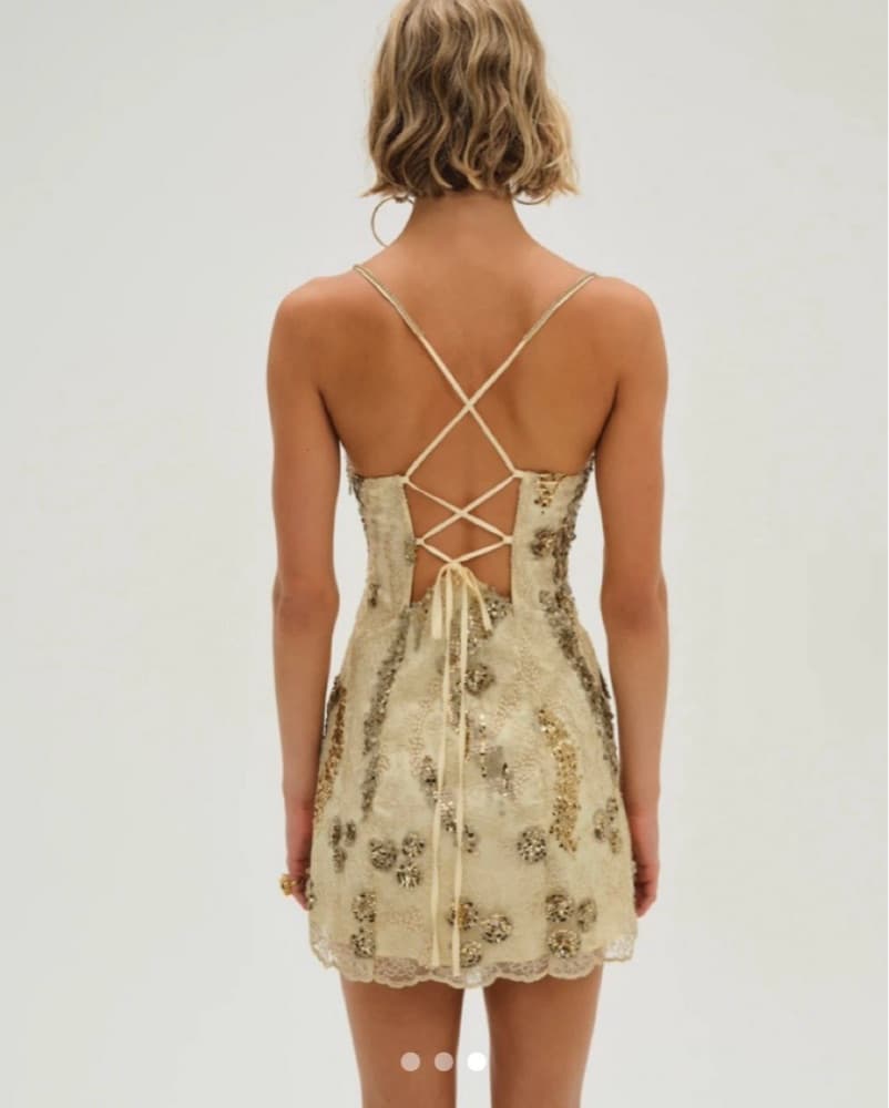 For Love & Lemons Opal Mini Dress - Gold - Image 2
