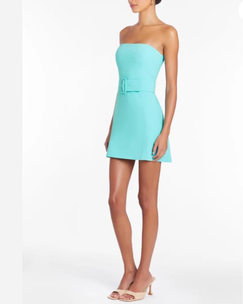 Amanda Uprichard Teal Fae Mini Dress - Image 2