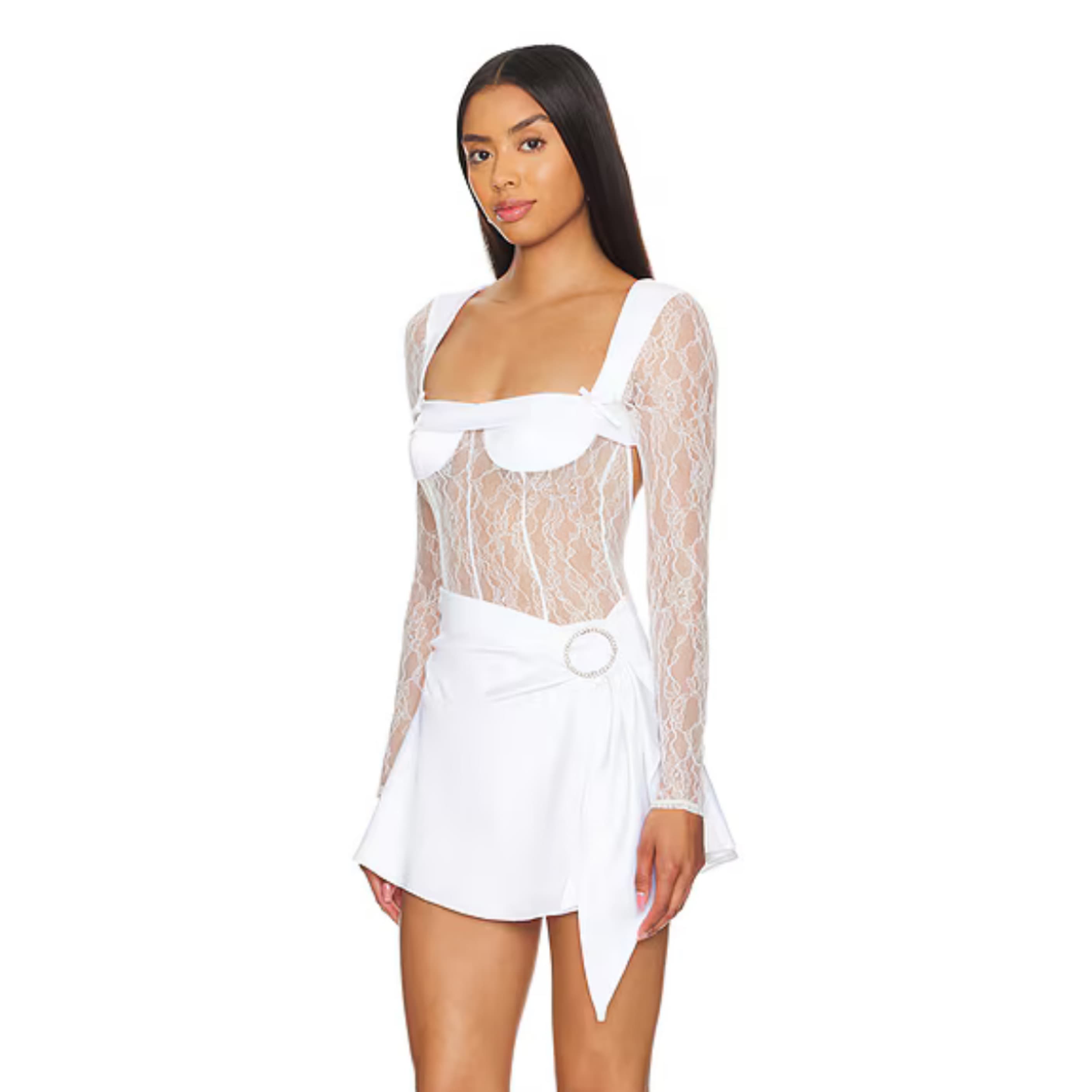 White Lace Coquette Mini Dress - Image 2