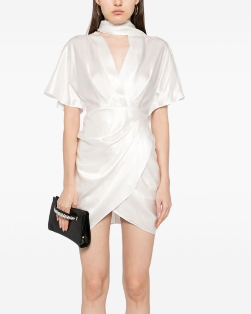 Acler $470 White Satin Giles Mini Dress  - Image 1