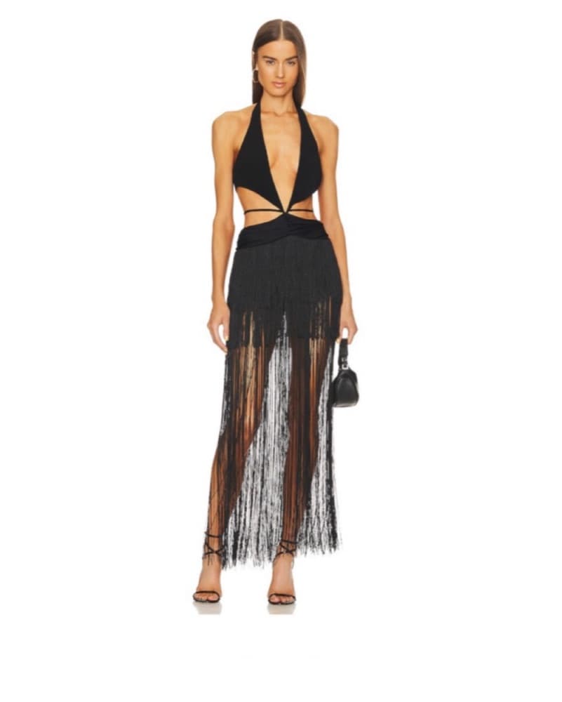 Black  Fringe Cutout Dress  - Image 4