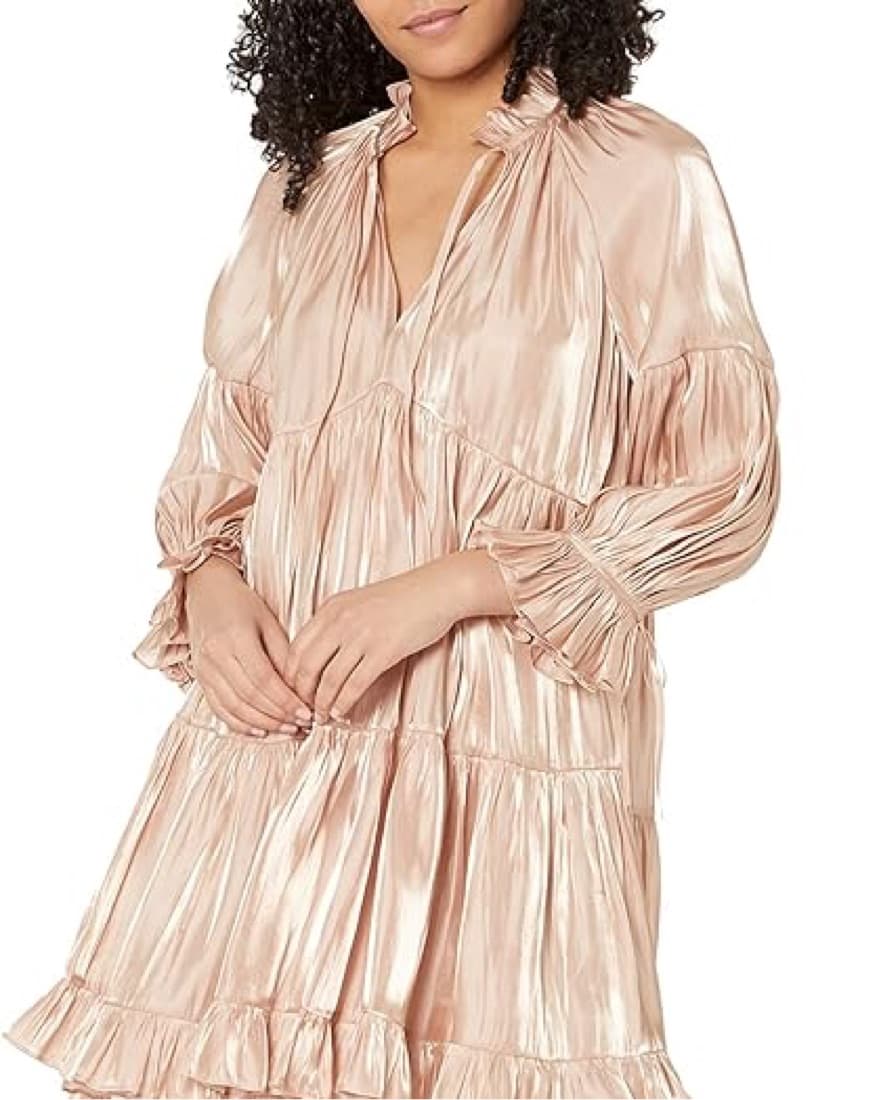 Cinq A Sept Pink/gold Pleated Dress - Image 1