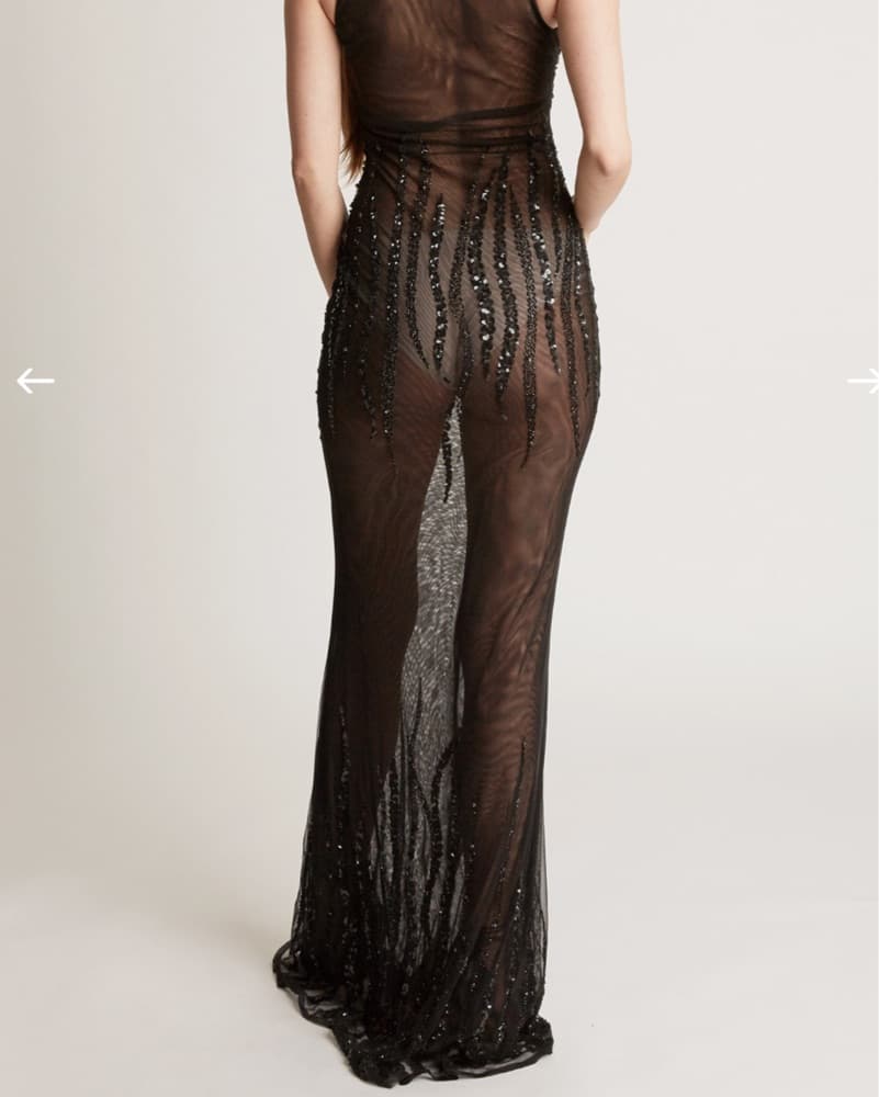 Black Mesh Sequin Gown - Image 4