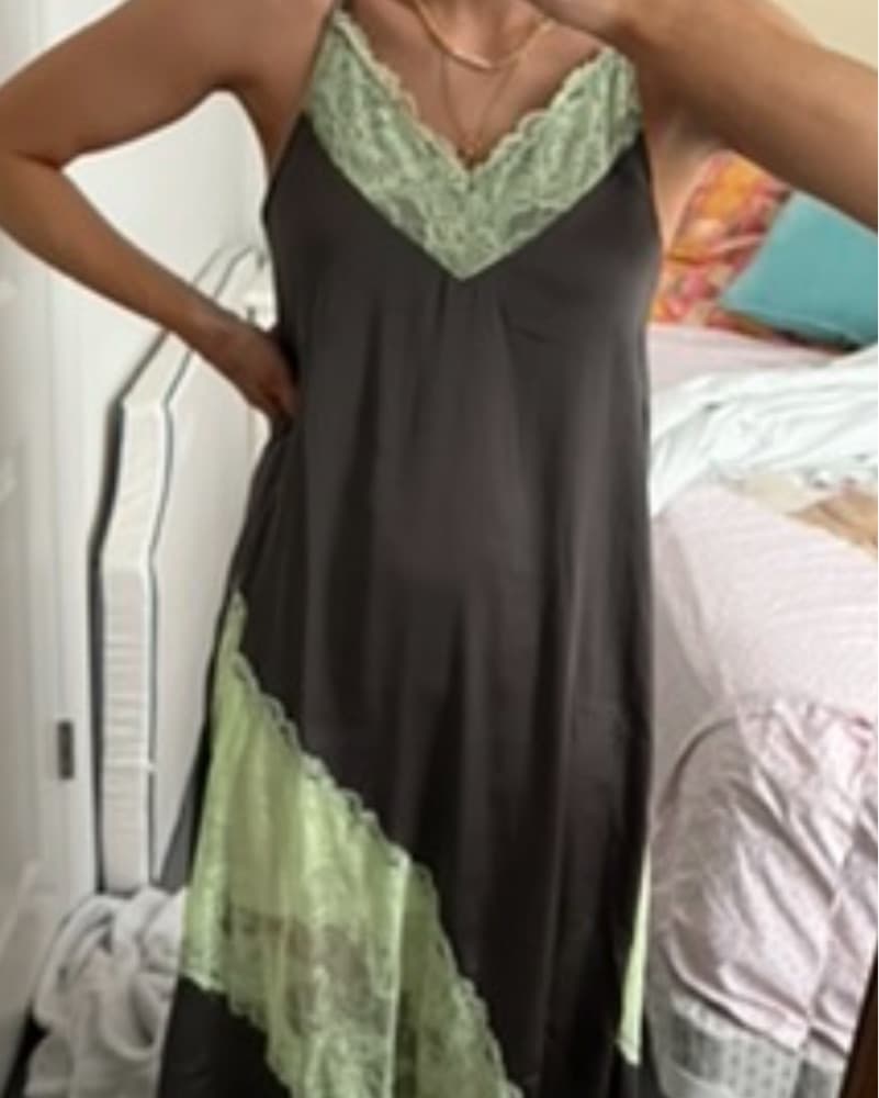 Free People First Date Maxi Slip Green - Image 2