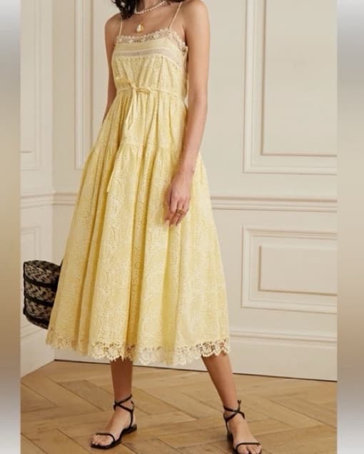 Ulla Johnson Yellow Lily Lace Midi Dress - Image 3