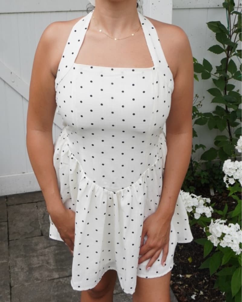 White With Polka Dot Illusion Dress - Image 1