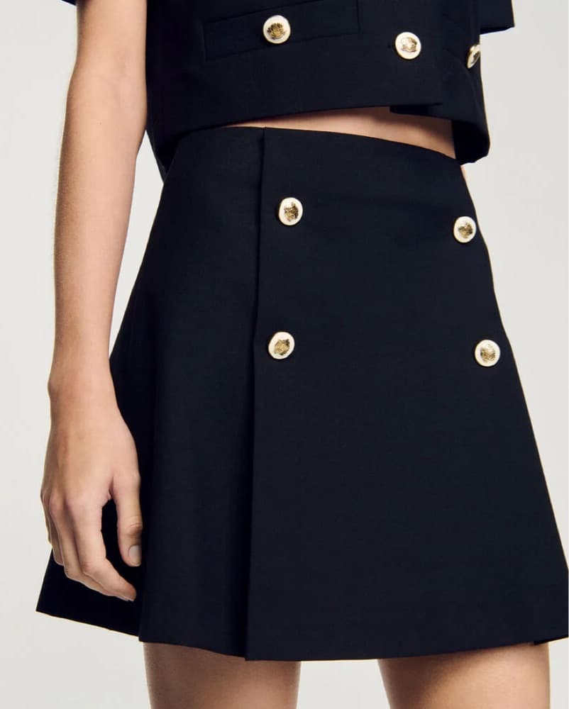 Sandro Black Buttoned Skirt - Image 1