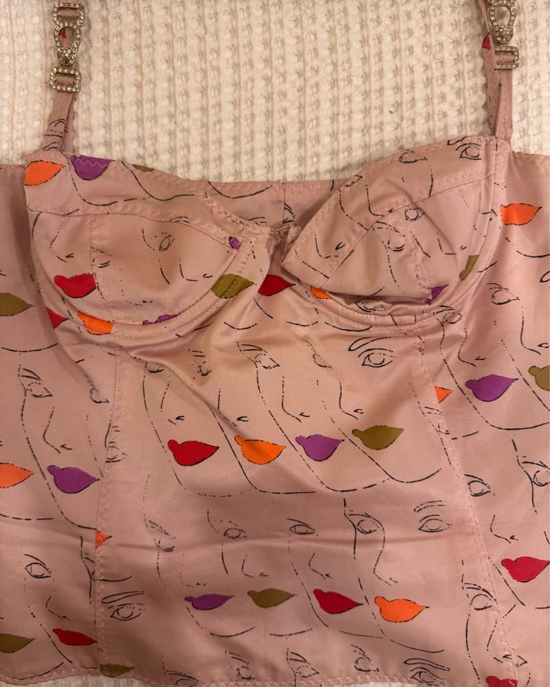 Vintage Pink Silk Corset Top - Image 2