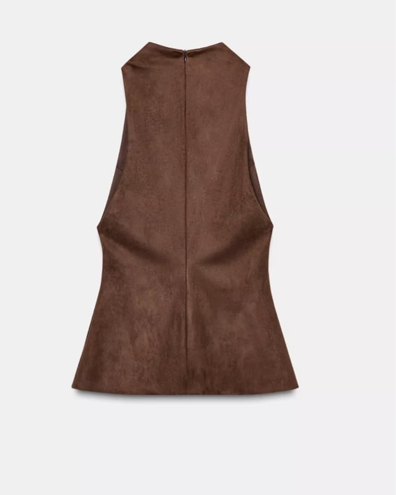 Faux Suede Brown Top Zara - Image 6