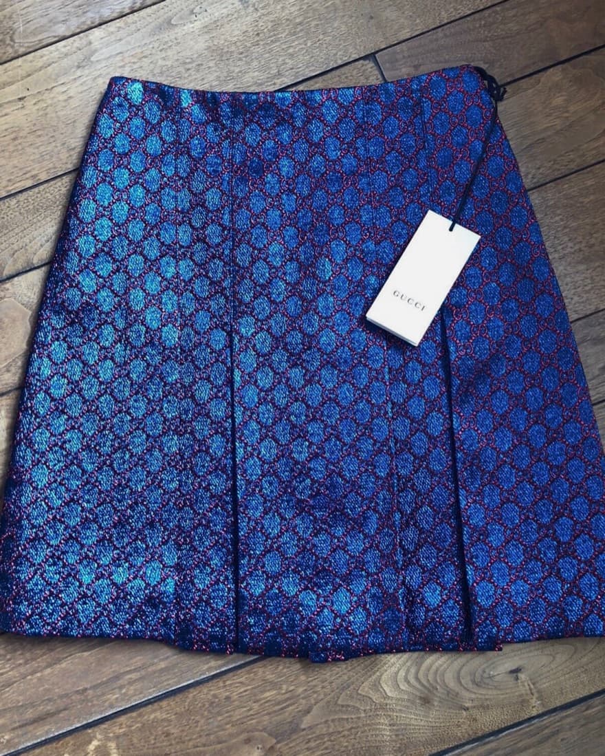 Gucci Monogram Skirt Blue & Red Shimmer - Image 2