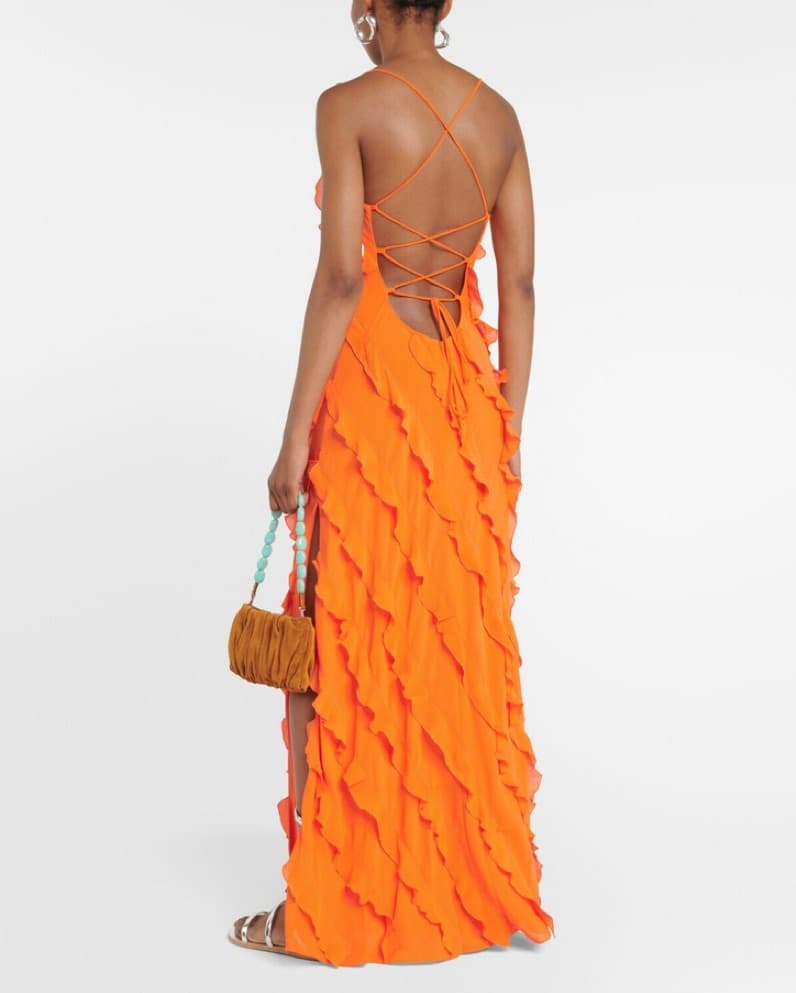 Staud Orange Ruffle Maxi Dress - Image 4