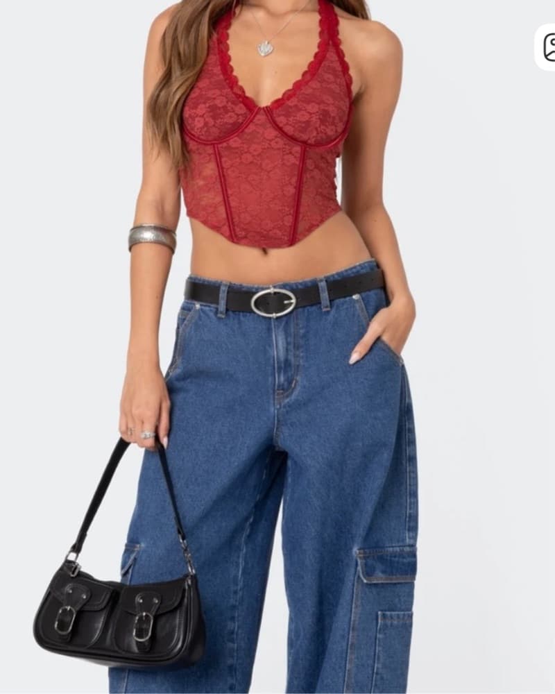 Lace Red Corset Top - Image 2