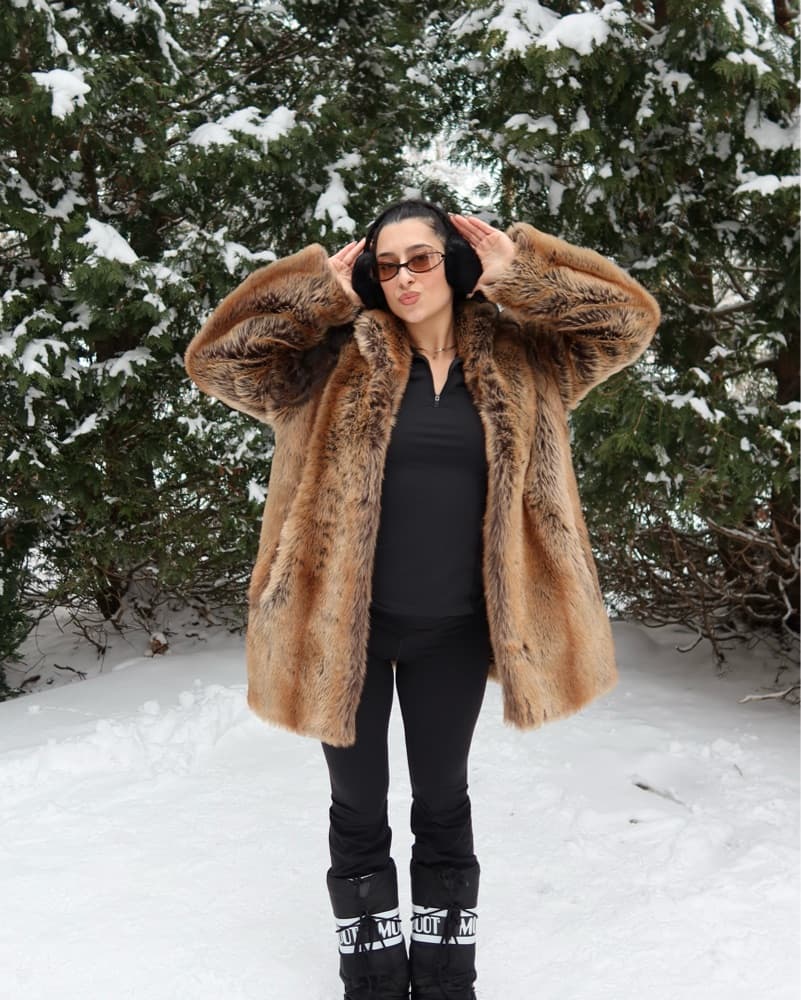 Brown Faux Fur Coat - Image 1