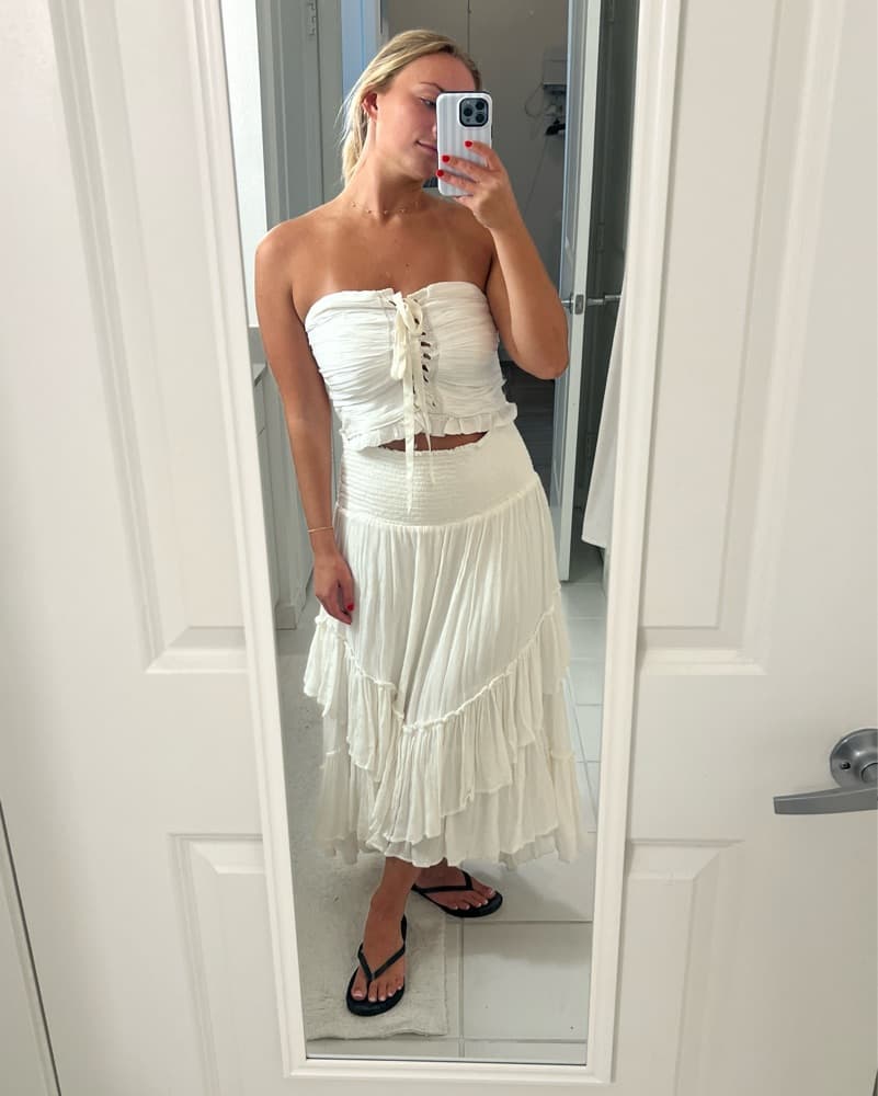 Free People White Tiered Ruffle Set - Image 4