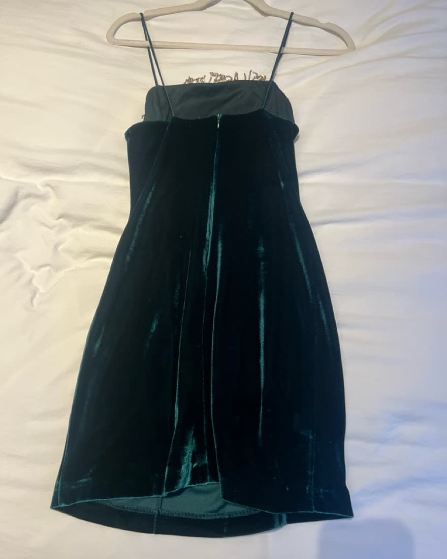 Green Velvet Zara Mini Dress W Diamonds - Image 2