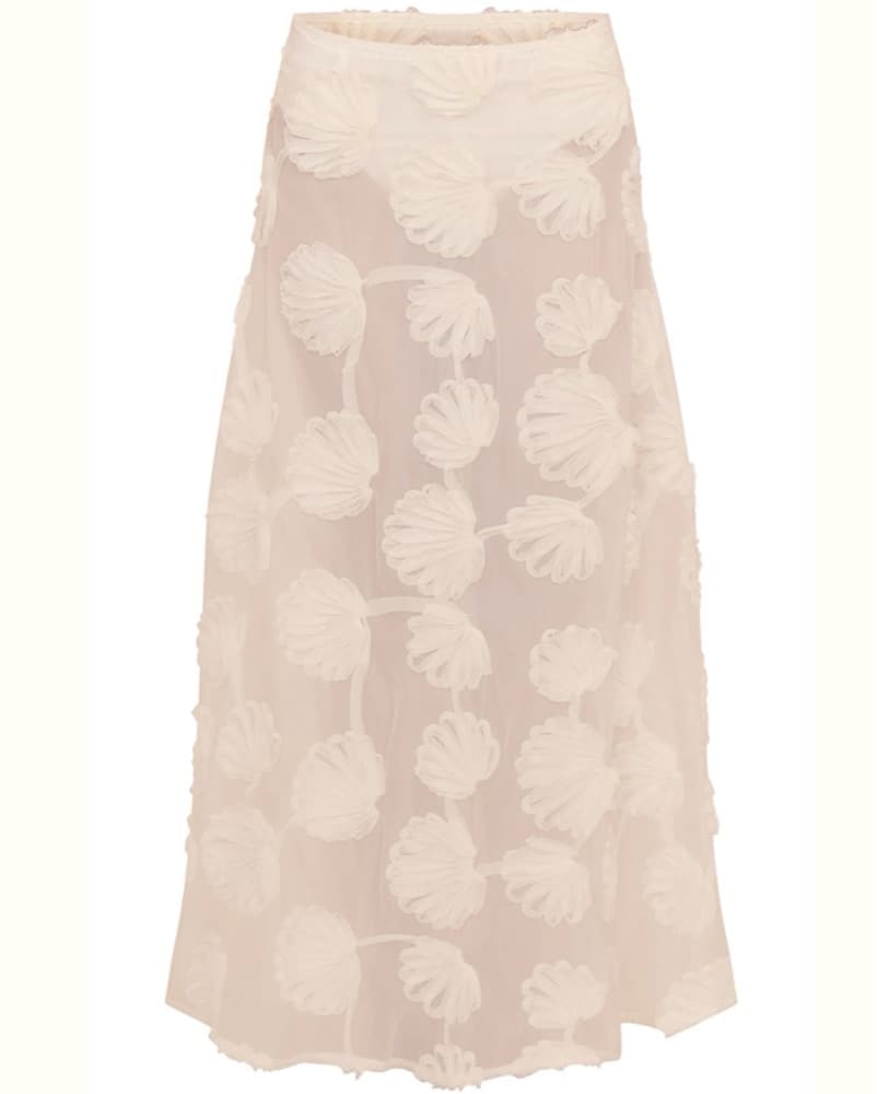 Sheer Shell Applique Flared Maxi Skirt  - Image 4