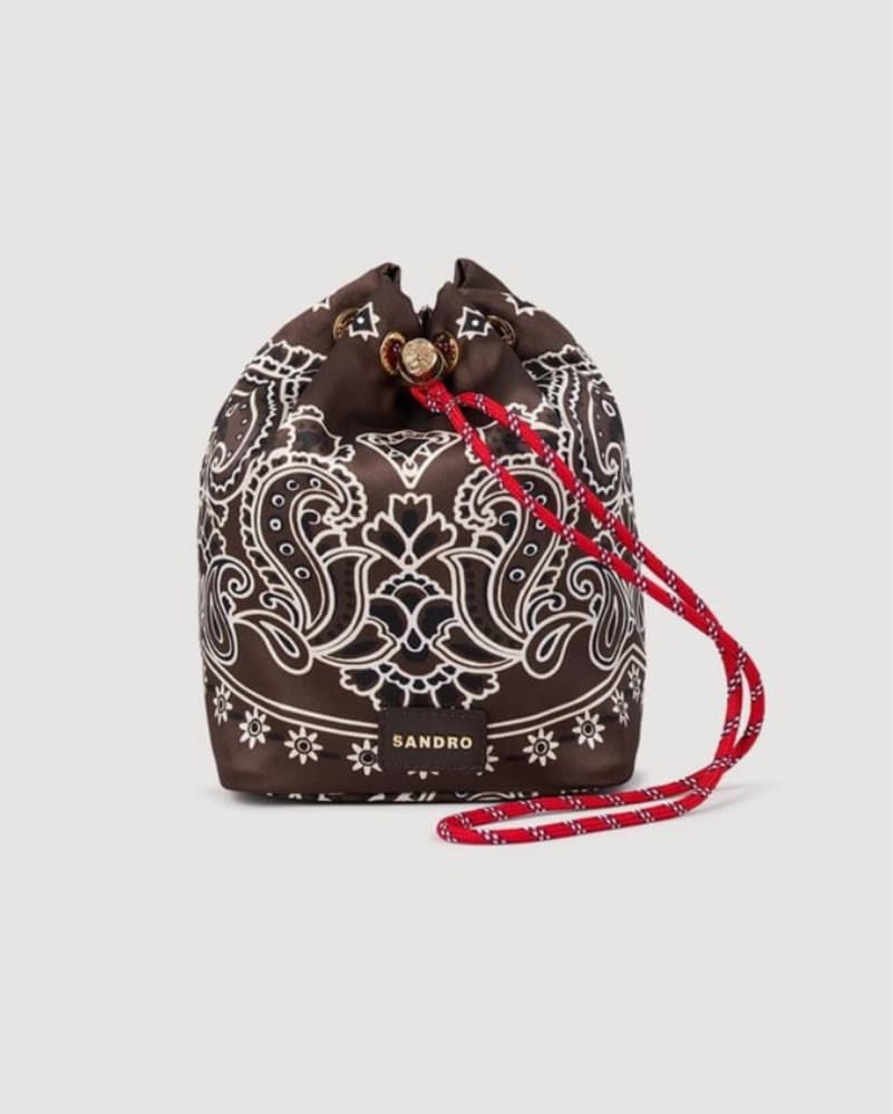 Sandro Paisley Drawstring Bucket Bag - Image 1